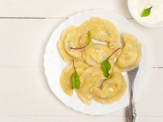 Dumplings with cottage cheese.. Varenyky, vareniki, pierogi, pyrohy.