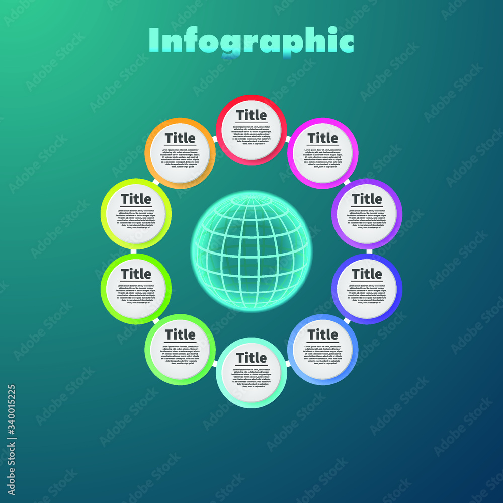 Poster vector circular infographic scheme, template for business, presentations, web design with ten option