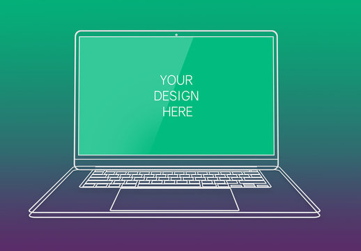 Wireframe Laptop  Screen Mockup with Editable Background