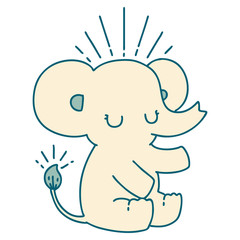 traditional tattoo style cute elephant
