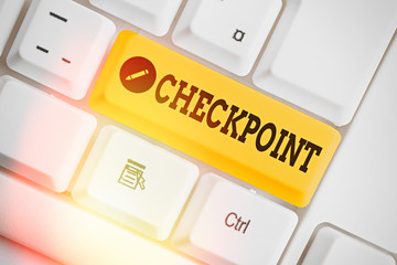 Conceptual hand writing showing Checkpoint. Concept meaning manned entrance, where travelers are...