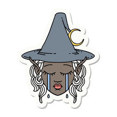 crying elf mage character face sticker