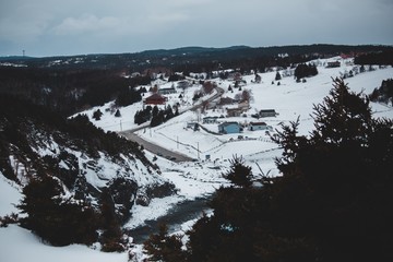 winter landscape of town
