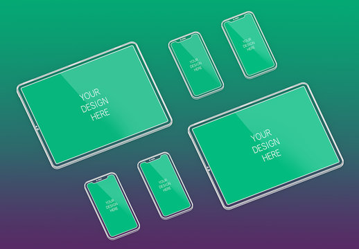 Wireframe Multi-Device Mockup with Editable Background