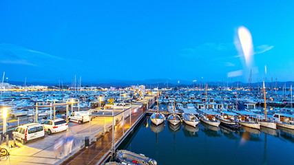  Sports marina on the White Island of Ibiza, restaurants and facilities for luxurious life on the...