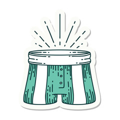 sticker of tattoo style pair of shorts