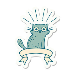 sticker of tattoo style surprised cat