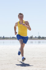 jogging on the beach