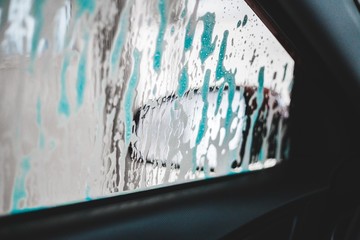 close up of a car in the car wash