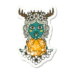 half orc druid with natural twenty dice roll illustration