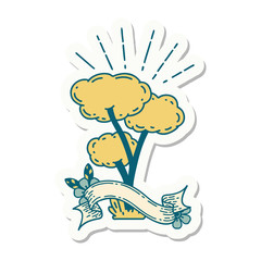 sticker of tattoo style tree