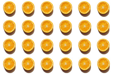 seamless pattern of orange slices on a white background