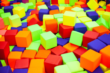 Fototapeta na wymiar colorful plastic cubes on children's playground