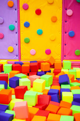 colorful plastic cubes on children's playground and kids bouldering