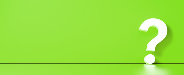 question mark in front of a red color wall background. Business support concept - 3D Rendering.