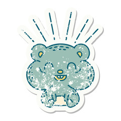 grunge sticker of tattoo style happy hamster