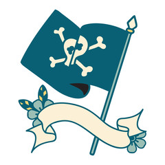 tattoo with banner of a pirate flag