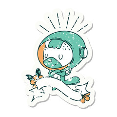 grunge sticker of tattoo style animal in astronaut suit