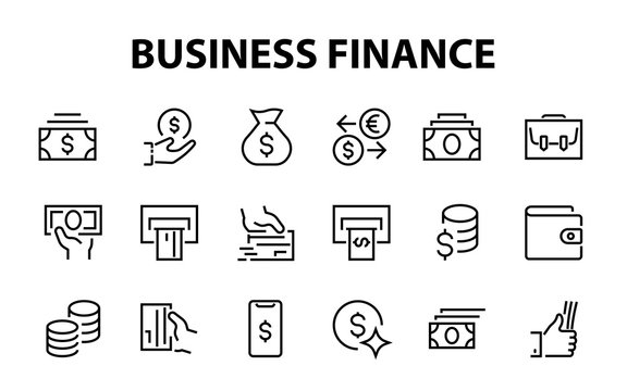 BUSINESS, FINANCE Thin Line Icon Set, contains icons such as Coins, Currency Exchange, Card Payment, Terminal and much more, Editable Line, Vector Illustration