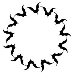 Halloween wreath with black bat. vector illustration