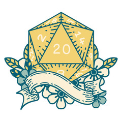 natural twenty D20 dice roll illustration