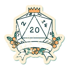 natural 20 critical hit D20 dice roll illustration