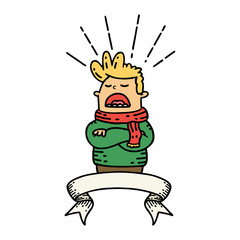 banner with tattoo style man wearing scarf