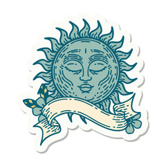 tattoo sticker with banner of a sun