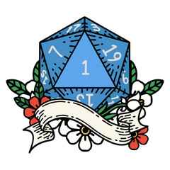 natural one d20 dice roll illustration