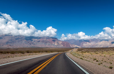 Road in a mountain valley at the Andes