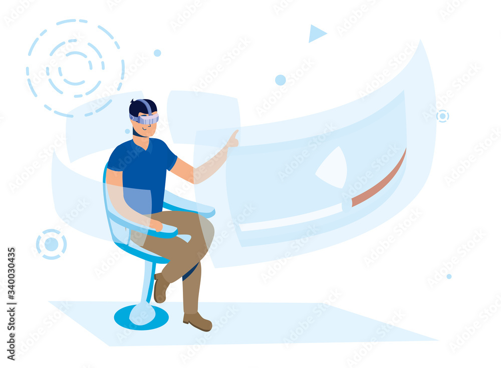Poster man using augmented reality technology