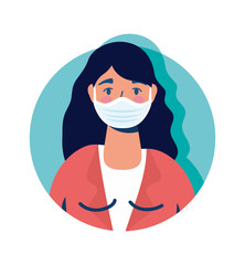 woman using face mask character