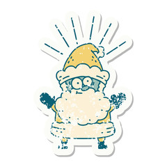 grunge sticker of tattoo style santa claus christmas character