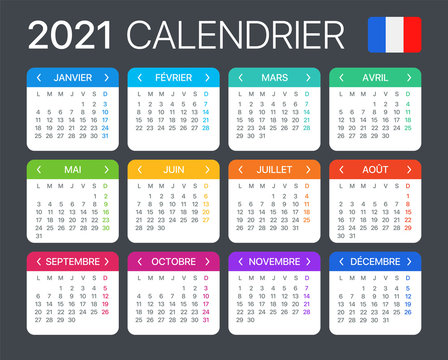 2021 Calendar - vector template graphic illustration - French version