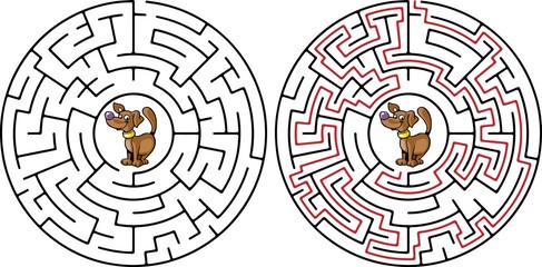 Abstract Maze With Cute Dog maze, game, way, solution,