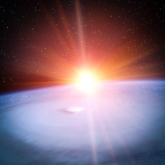 Sunrise  from space. The elements of this image furnished by NASA.