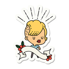 sticker of tattoo style hipster girl