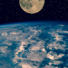 Earth and moon. Science theme. Outer space. The elements of this image furnished by NASA.