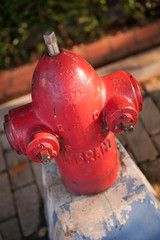 red fire hydrant on the side of the road