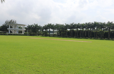 Green Field inside the park, used as play ground and look excellent ever with sky view