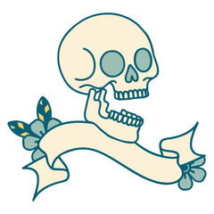 tattoo with banner of a skull