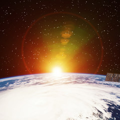 Planet earth and fascinating sunrise. The elements of this image furnished by NASA.