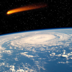 Obraz na płótnie Canvas Comet over the earth. Meteor rain. The elements of this image furnished by NASA.