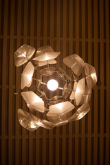 The interior design element is an original electric chandelier in the form of an exotic flower on a...