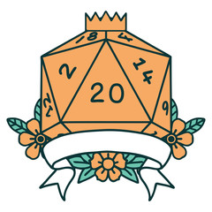 natural 20 critical hit D20 dice roll illustration