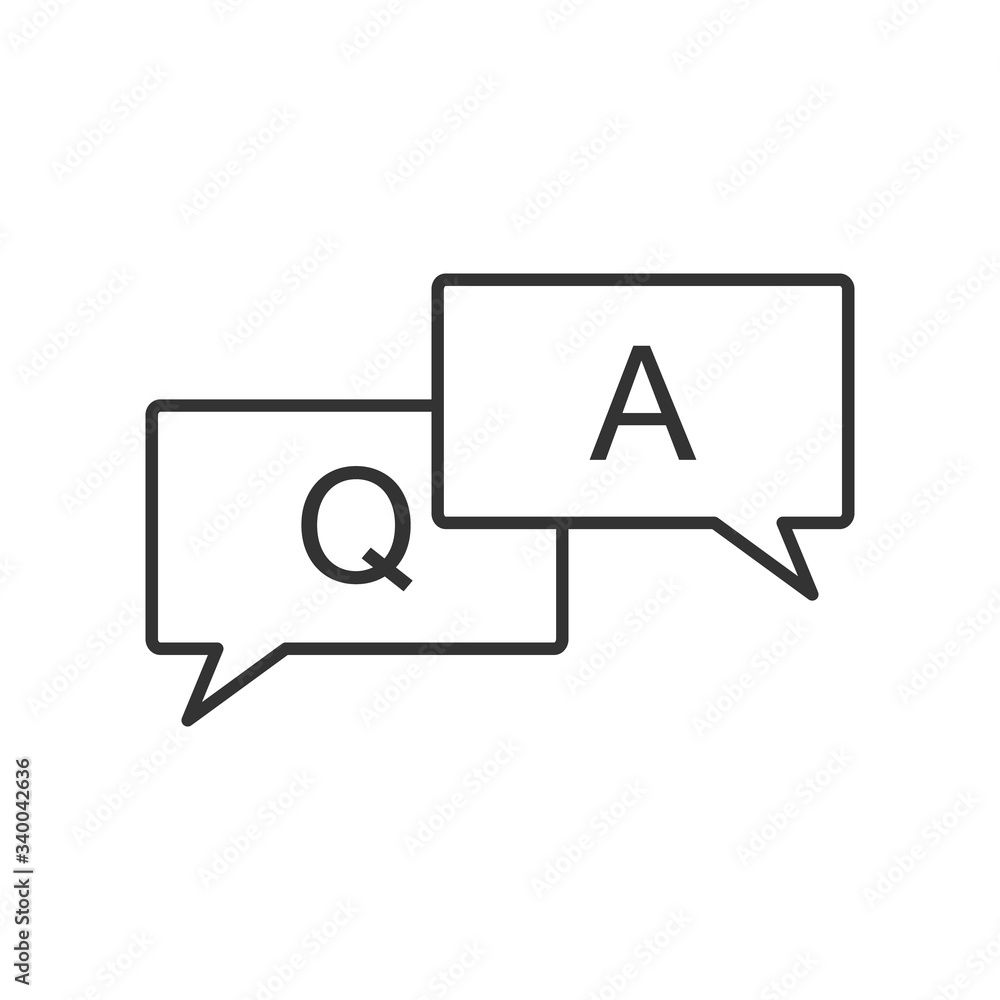 Poster questions and answers icon. q and a speech outline and filled vector sign. faq stock vector illustra