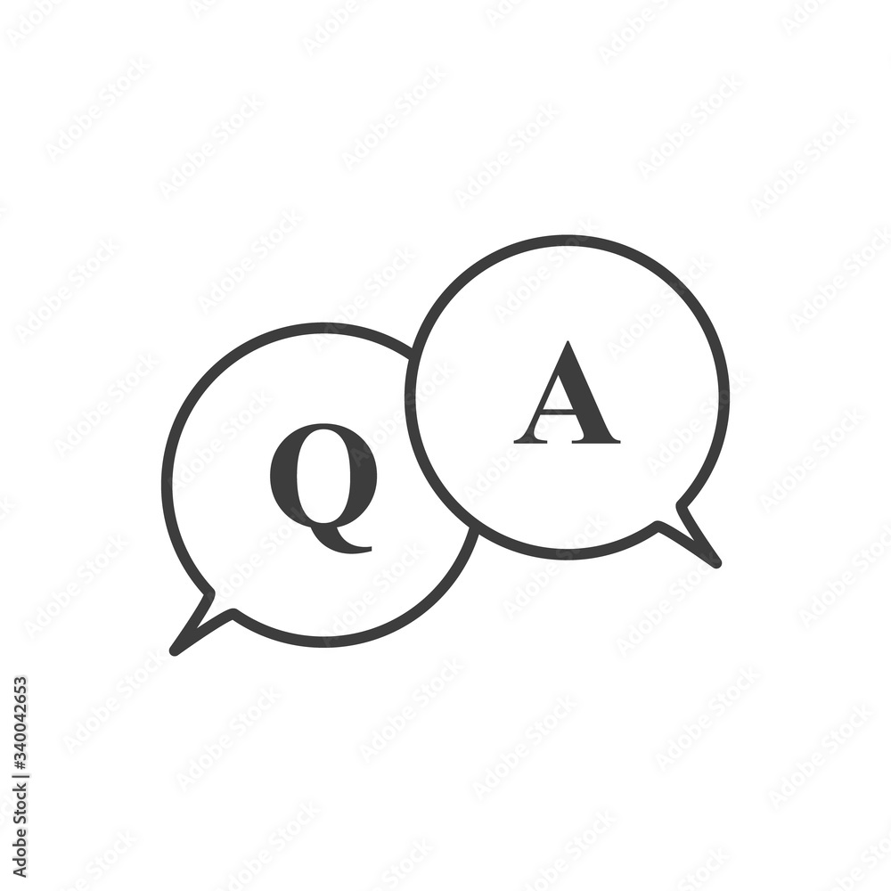 Poster questions and answers icon. q and a speech outline and filled vector sign. faq stock vector illustra