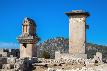 Xanthos ancient city symbolic sarcophagus, Antalya, Turkey.