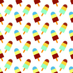 Seamless abstract summer pattern with ice cream. Bright color, for textiles, prints, for boy and girl. Vector ice cream.