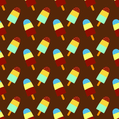 Seamless abstract summer pattern with ice cream. Bright color, for textiles, prints, for boy and girl. Vector ice cream.